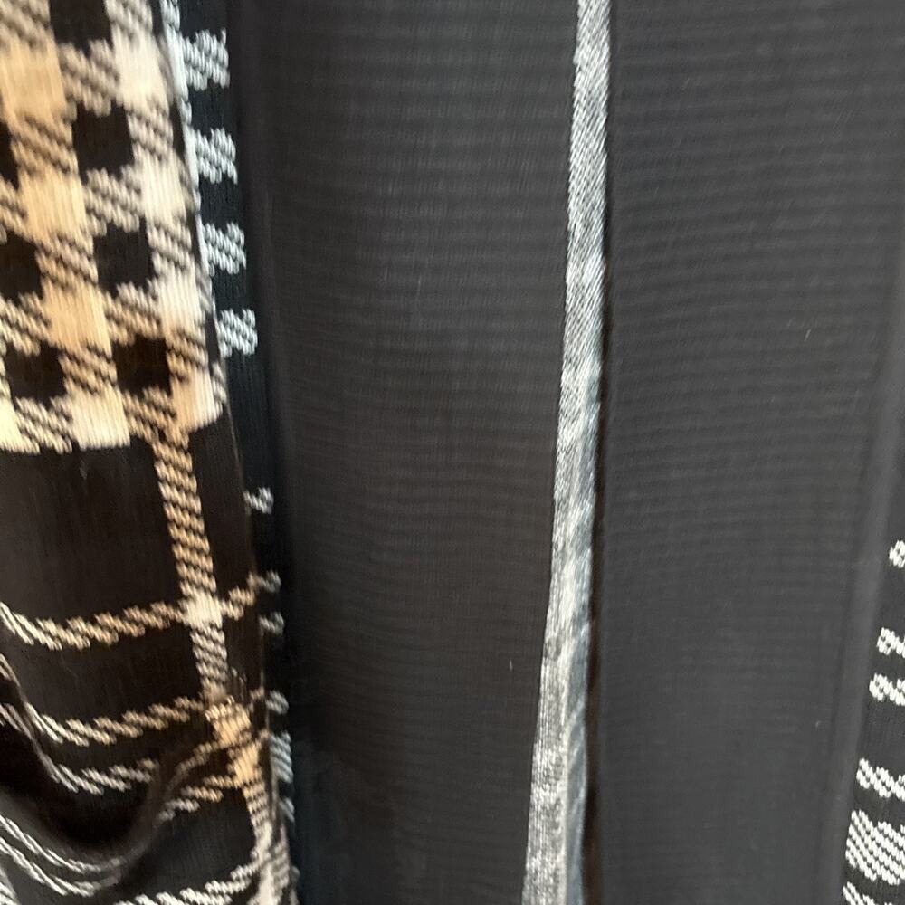 Isaac Mizrahi Live Black and White Plaid Open Long Sleeve Sweater Cardigan L - Picture 6 of 10